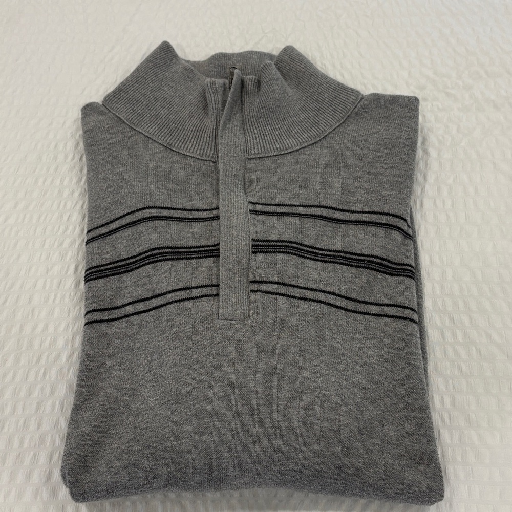 Banana Republic Gray Zip-Up Sweater with Black Accents men’s size medium - Picture 2 of 4